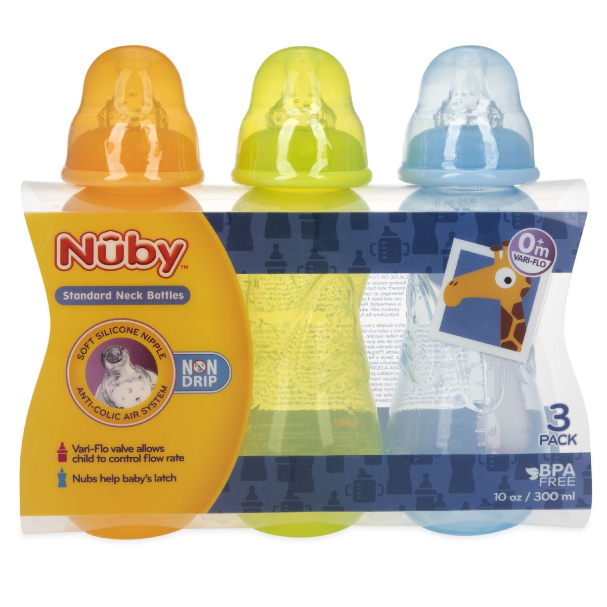 Nuby Non-Drip™ Bottle with Silicone Nipple, 10oz