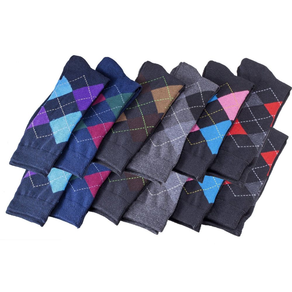 Lot Of 6 Or 12 Pairs Men's Solid Dress Socks - Multi-Color Mid Calf 9-11 / 10-13