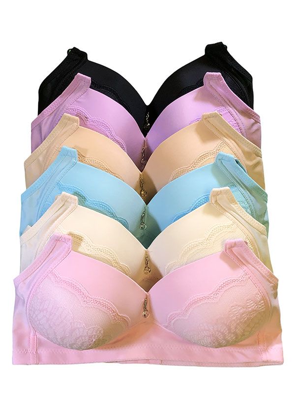 36 Pieces Rose Underwire Padded Bra Assorted Colors Size 40d