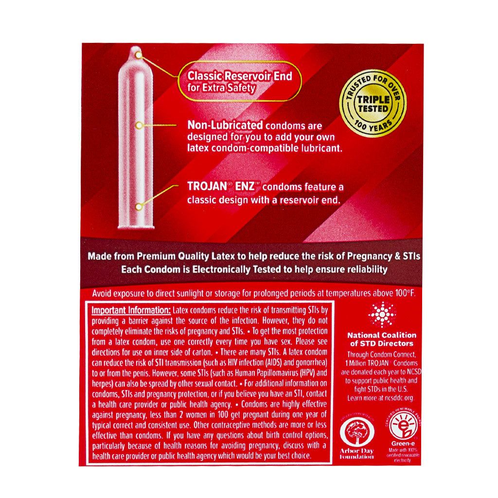 42 Packs Trojan Enz Non-Lubricated Condoms - Box of 3 - Personal Care Items  - at - alltimetrading.com