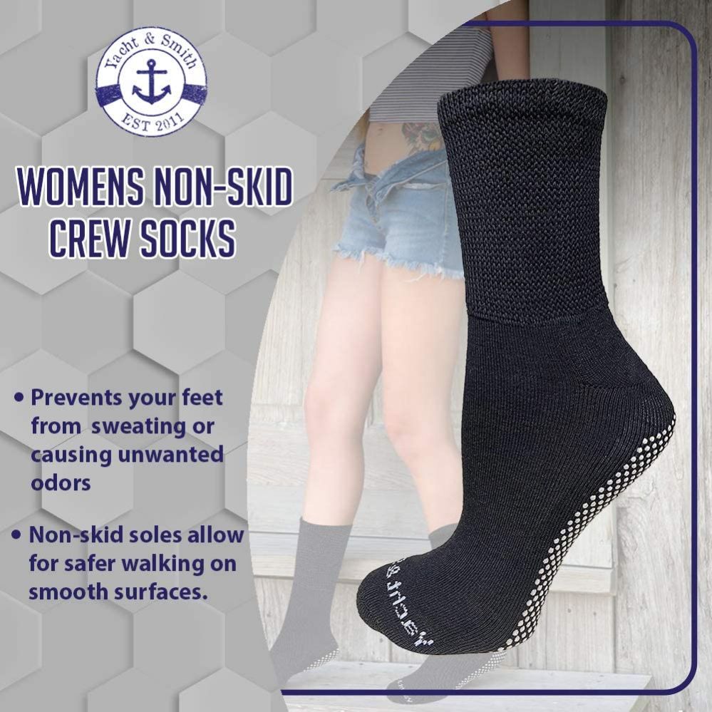 Women's Non Skid Diabetic Hospital Socks with Rubber Gripper