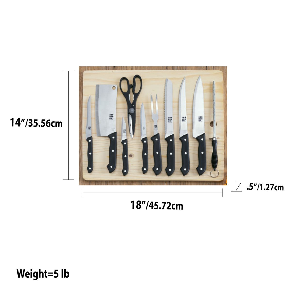 6 Pieces Home Basics 10 Piece Knife Set With Cutting Board - Cutting ...