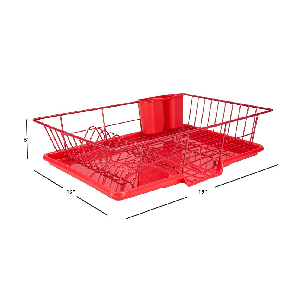 Dish Rack in Chrome Dish Drainer with Self-Draining Drip Tray