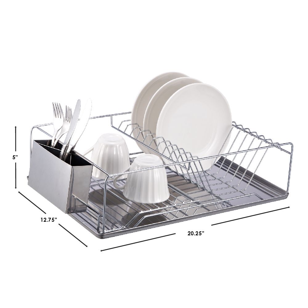 4 pieces Home Basics Deluxe 2 Tier Dish Rack, Black - Dish Drying