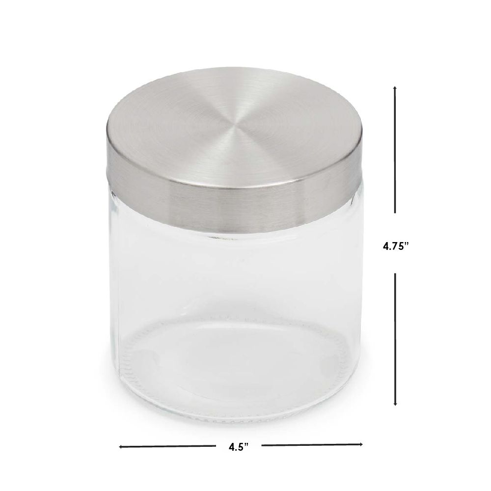 24 Pieces Home Basics Small 25 Oz. Round Glass Canister With AiR-Tight  Stainless Steel Twist Top Lid, Clear - Food Storage Containers - at 