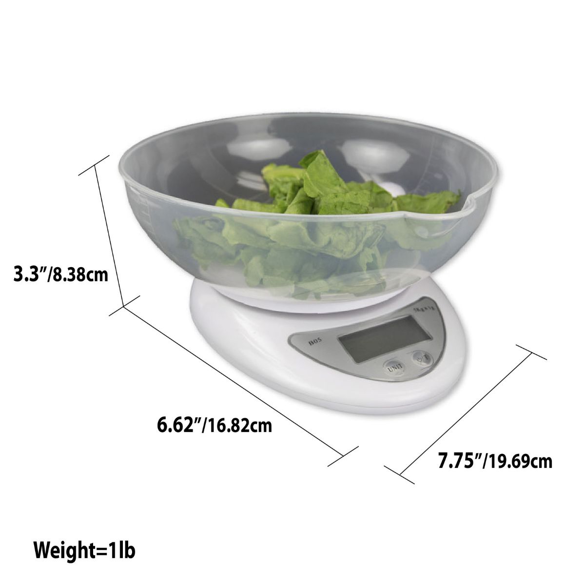 12 Pieces Home Basics Digital Food Scale With Plastic Bowl, White