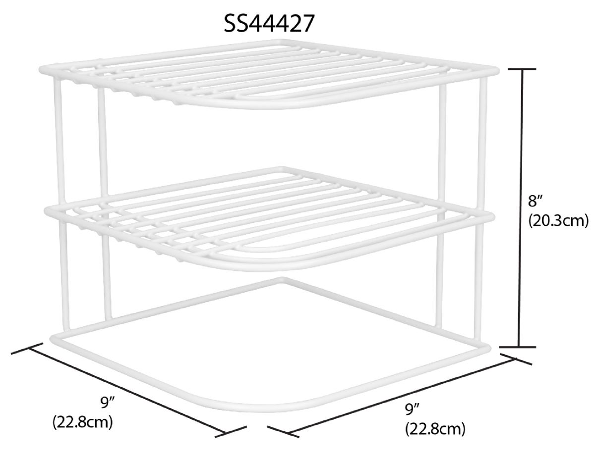  Home Basics Corner Rack, White, Vinyl Coated Steel