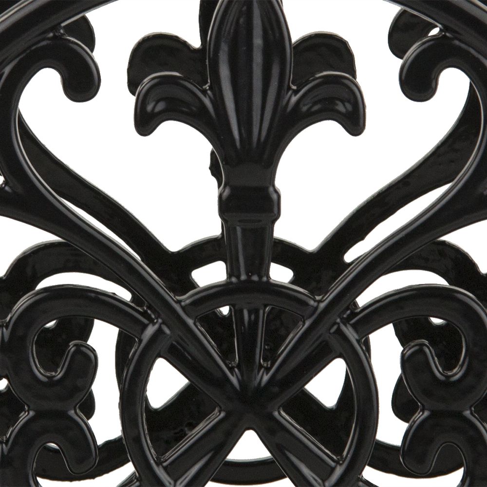 Linen Store Cast Iron 2 Piece Set Paper Towel Holder & Napkin Holder Fleur  De Lis Black