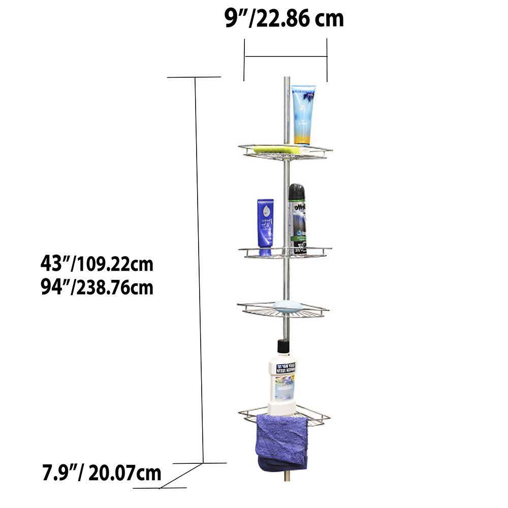 Home Basics Clear Cubic Plastic Corner Shower Caddy with Suction Cups, SHOWER