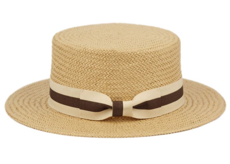12 Wholesale Richman Brothers Straw Boater Hats With Stripe Band In