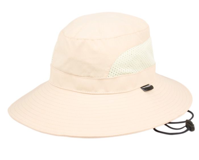 12 Pieces Ponytail Outdoor Bucket Hats With Partial Mesh And Chin Cord