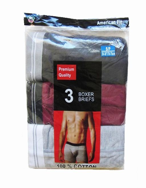 36 Pieces Mens 100% Cotton Boxer Briefs Underwear Assorted Colors Small - Mens - at