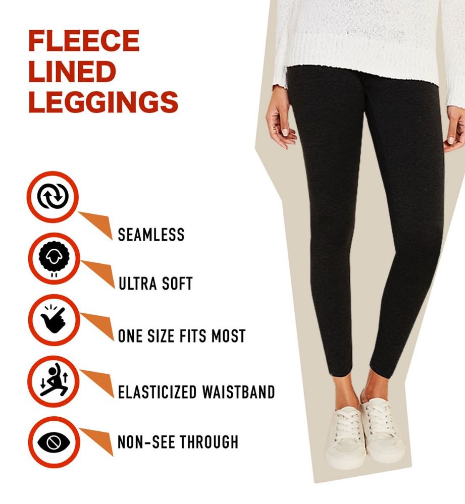 Soft Fleece Stretch Leggings| Black
