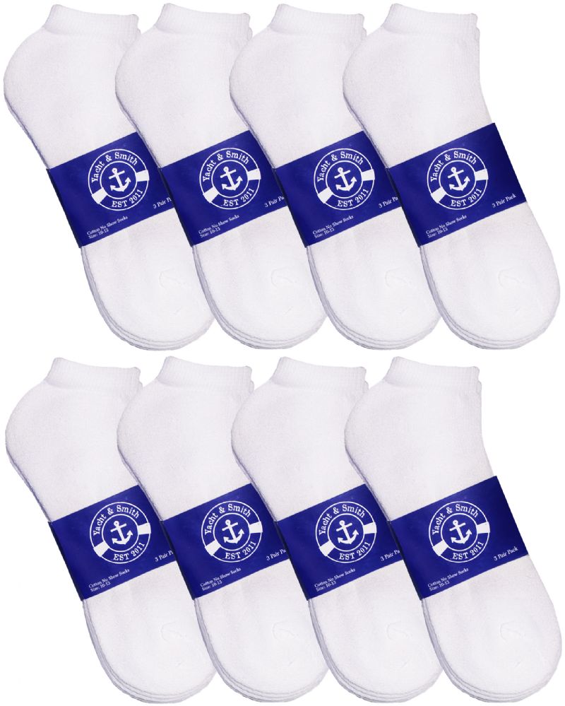 540 Pairs Yacht & Smith Men's Cotton Sport Ankle Socks Size 10-13 Solid  White - Mens Ankle Sock