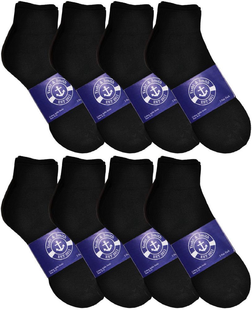 120 Pairs Yacht & Smith Womens Cotton Black Sport Ankle Socks, Sock Size  9-11 - Womens Ankle Sock - at - alltimetrading.com