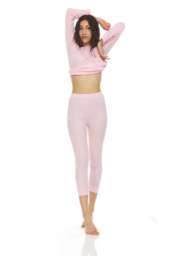 24 Wholesale Yacht & Smith Womens Cotton Thermal Underwear Set Pink Size S  - at 