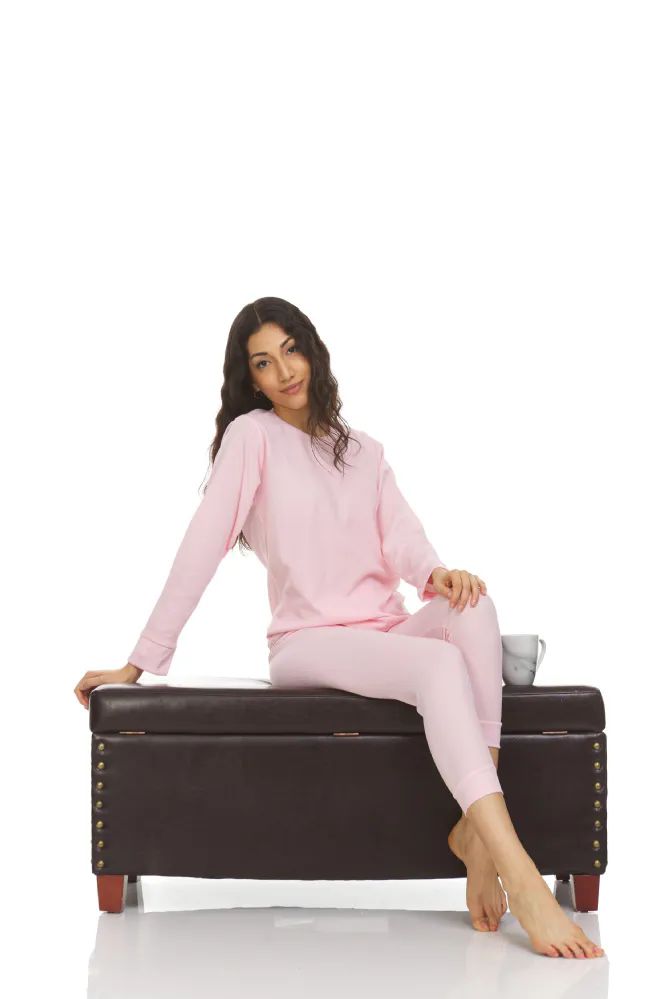 24 Wholesale Yacht & Smith Womens Cotton Thermal Underwear Set Pink Size S  - at 