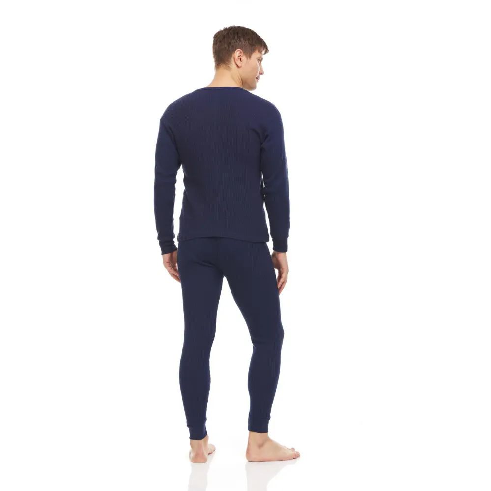 Yacht And Smith Mens Thermal Underwear Set In Navy Size Xlarge - at -   