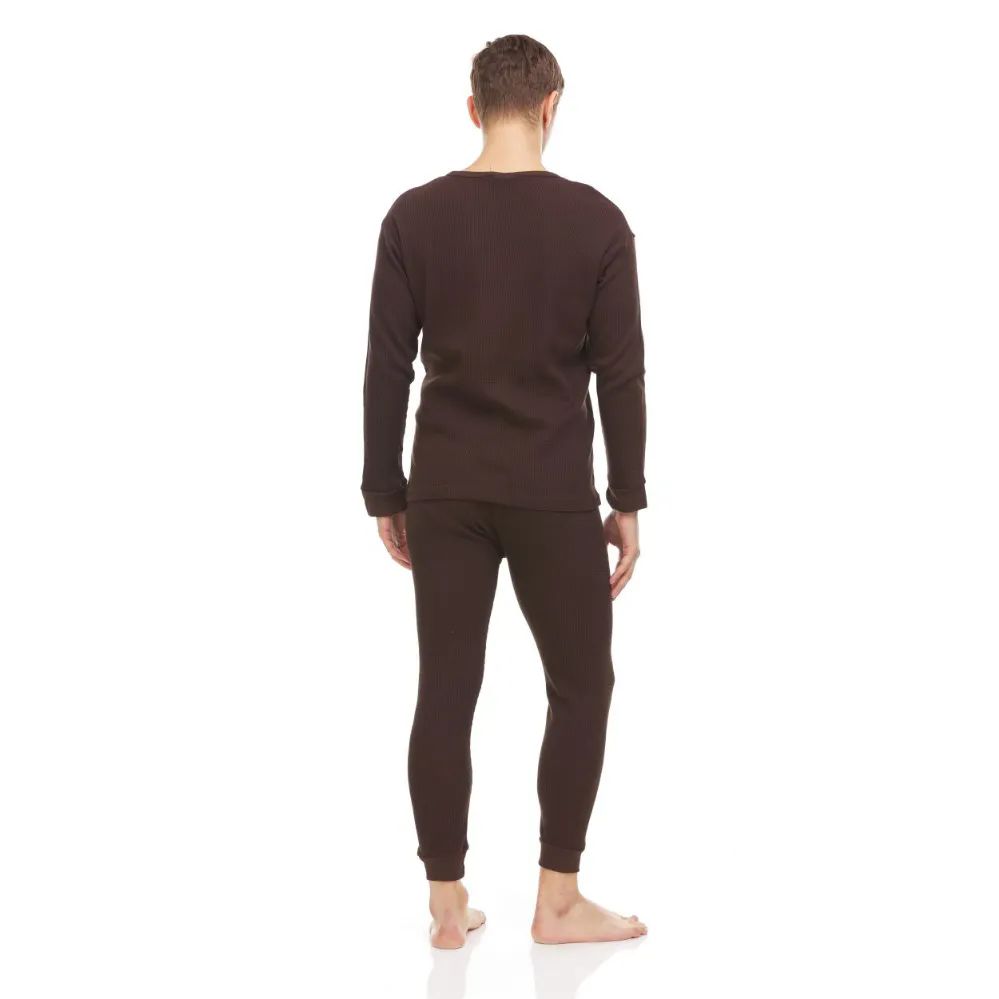 Yacht And Smith Mens Thermal Underwear Set In Brown Size Xlarge