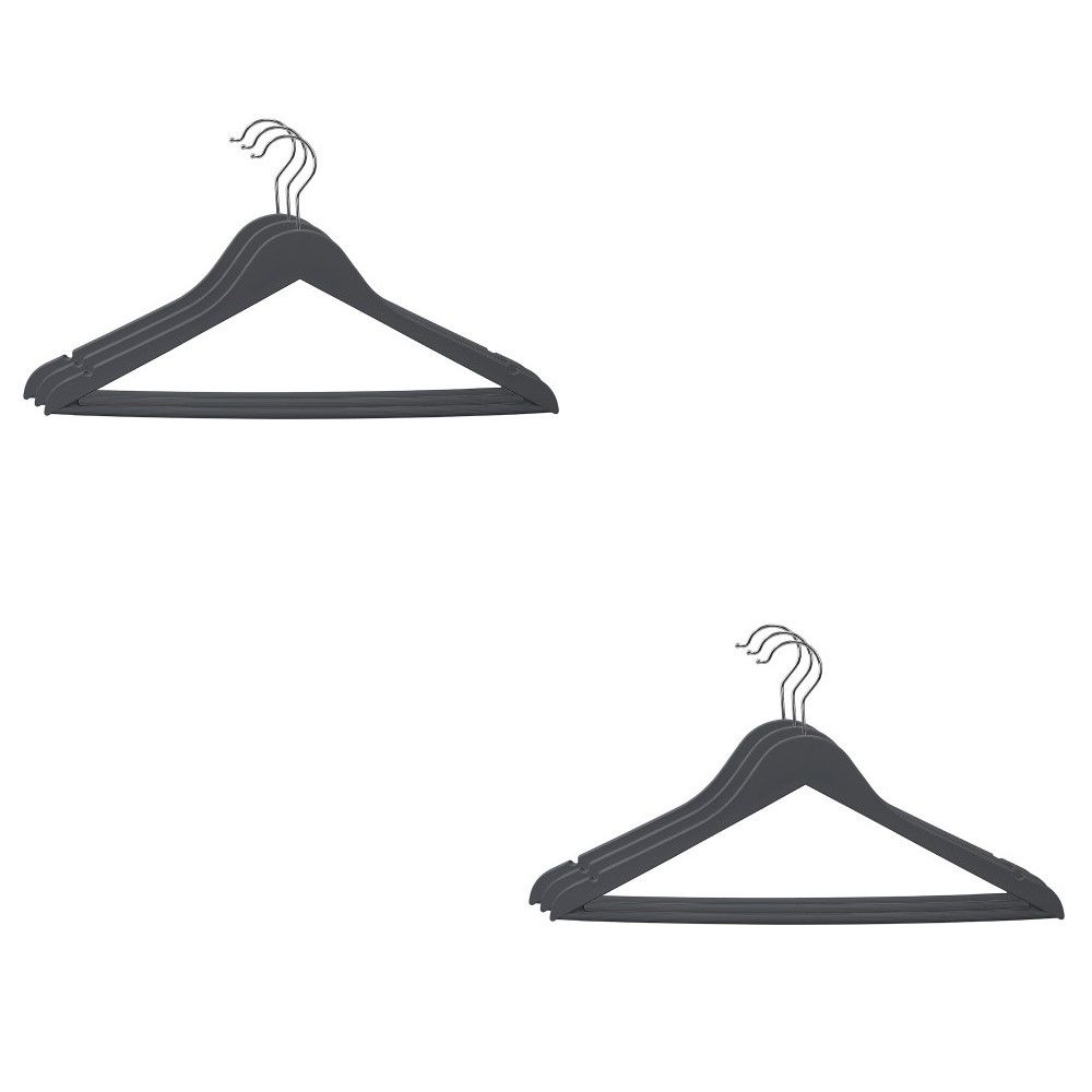 12 Bulk Home Basics 3-Piece Rubberized Plastic Hangers, Black - at 