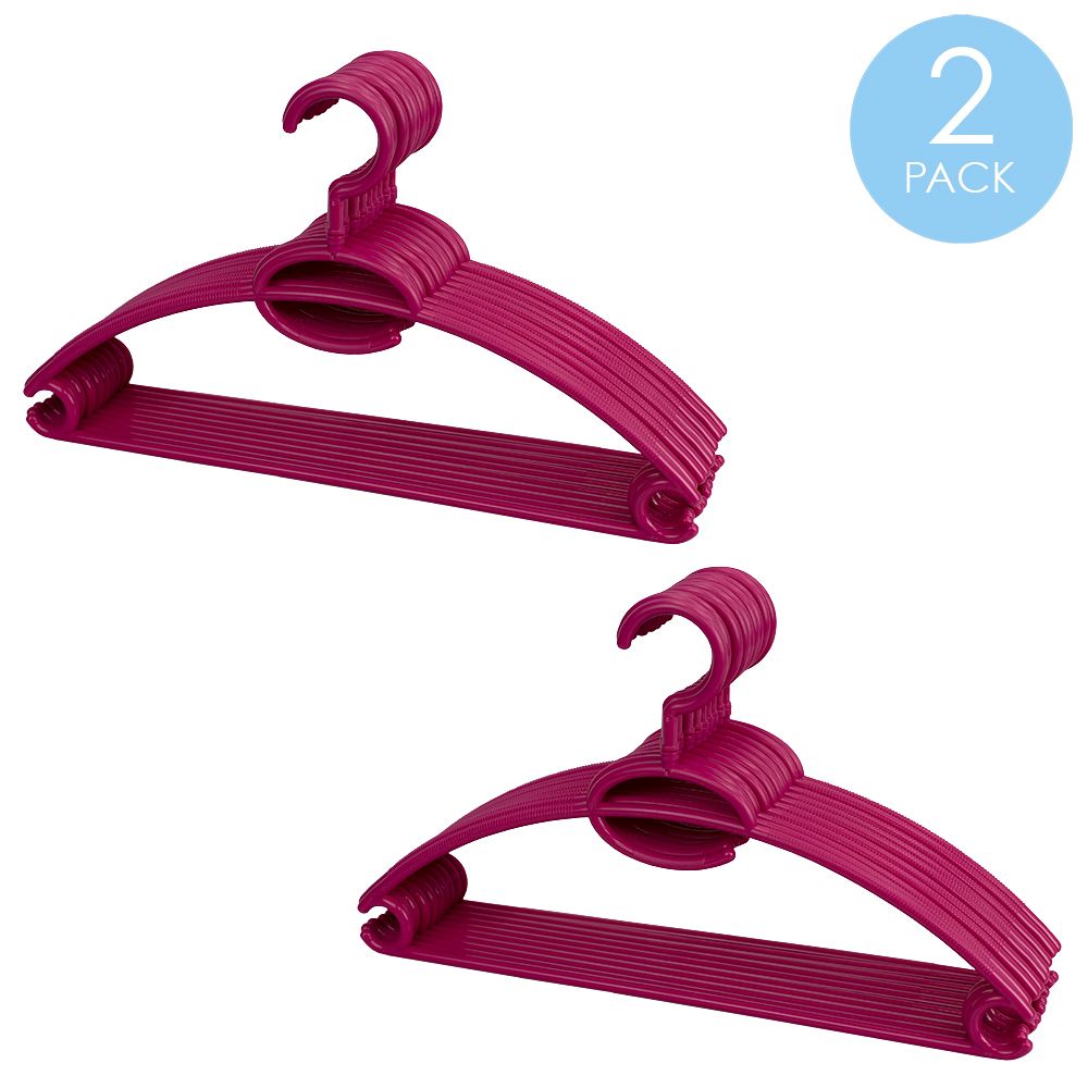 Home Basics 10-Piece Velvet Hangers, Fuchsia