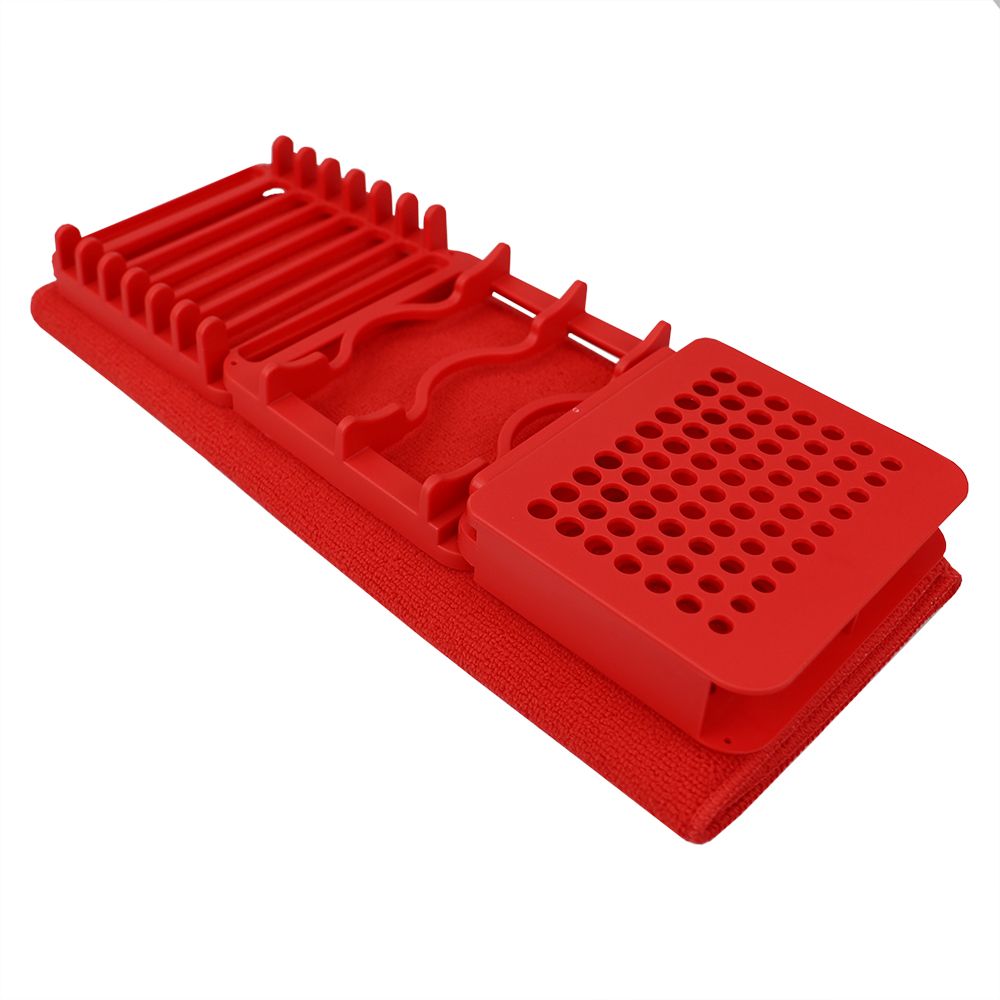 Home Basics 2-Tier Plastic Dish Drainer, Red