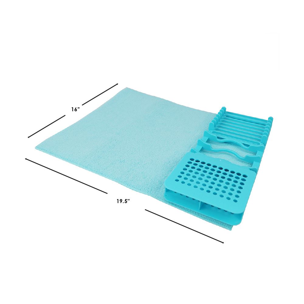 Home Basics Dish Racks Turquoise - Turquoise Dish Drying Mat & Rack