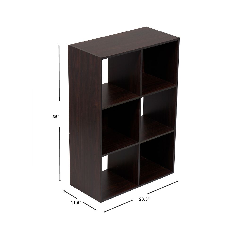 Home Basics Open and Enclosed Tiered Espresso 6 MDF Cube Organizer