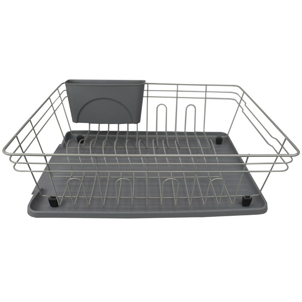 Home Basics Contempo 3 Piece Dish Rack, Black