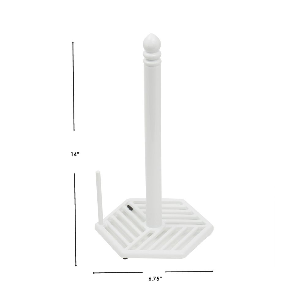 3 pieces Home Basics Lines Freestanding Cast Iron Paper Towel Holder With Dispensing Side Bar