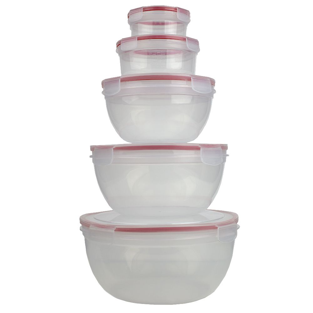 6 pieces Home Basics 10 Piece Locking Round Plastic Food Storage ...