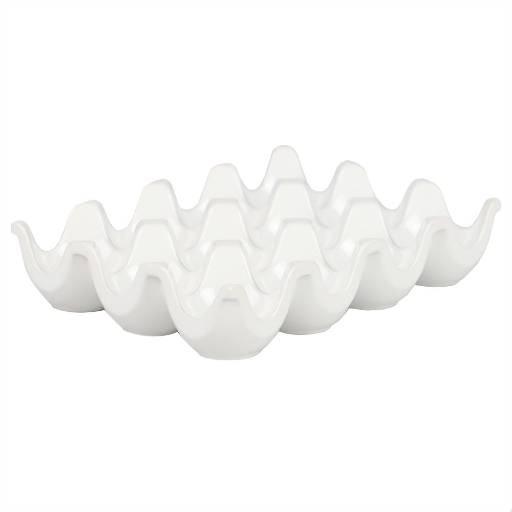 at Home White Stoneware 12-Egg Holder