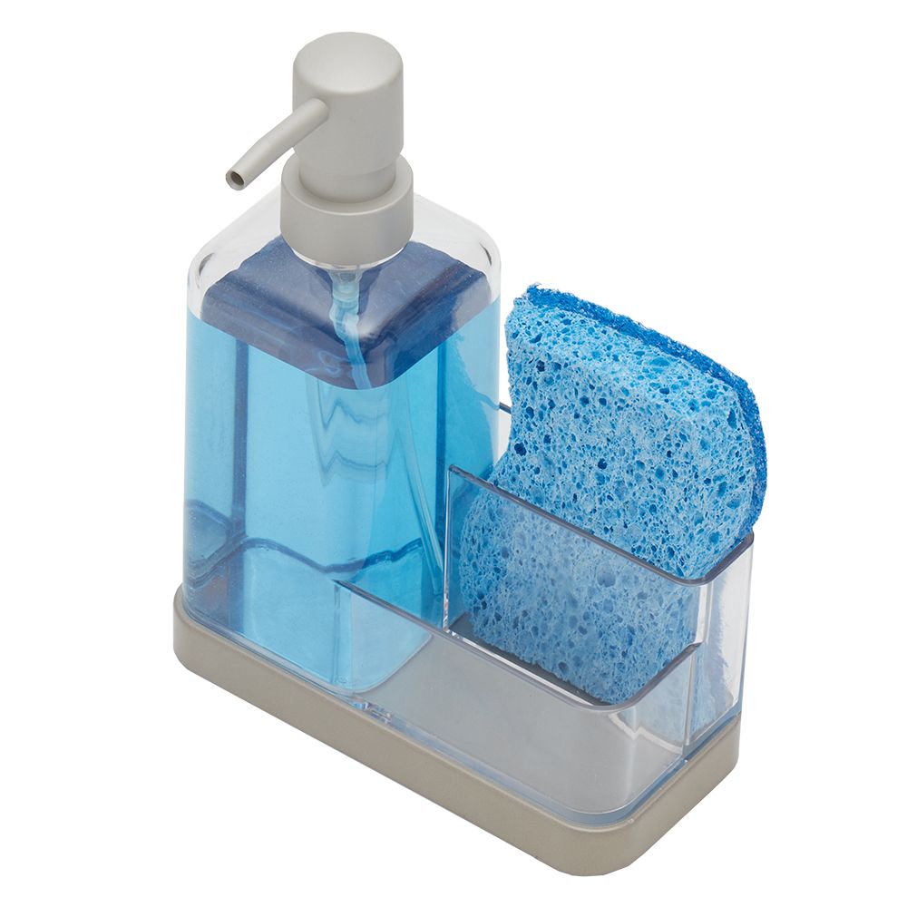 Home Basics Plastic Soap Dispenser with Sponge Compartment in