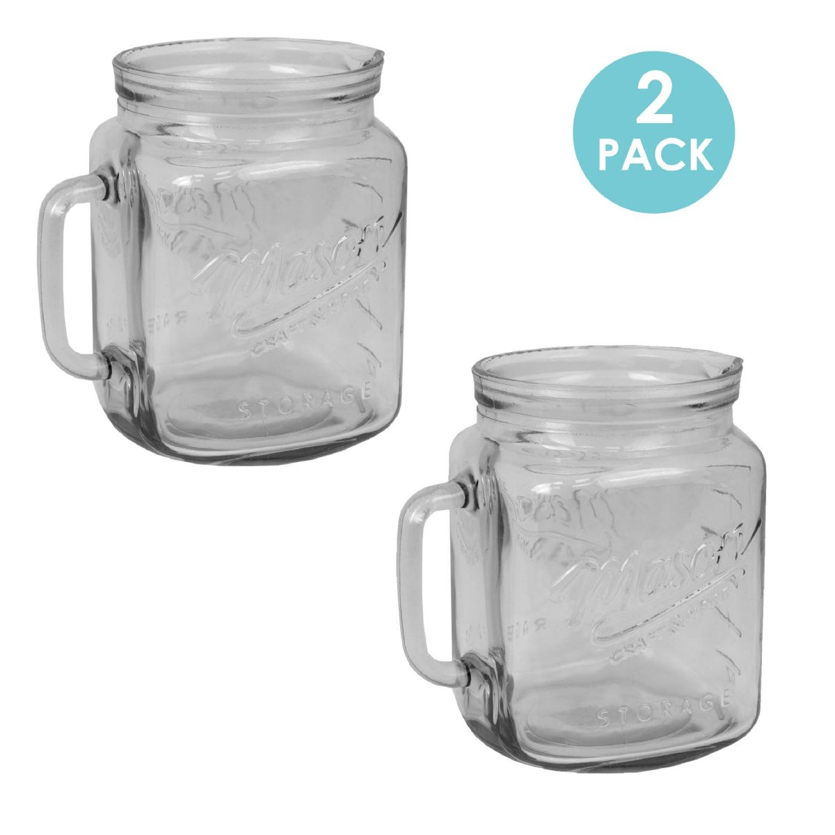 67.7 oz Glass Mason Jar Pitcher with Measurement Markings and Easy Grip Handle, Clear | Food Prep | Shop Home Basics