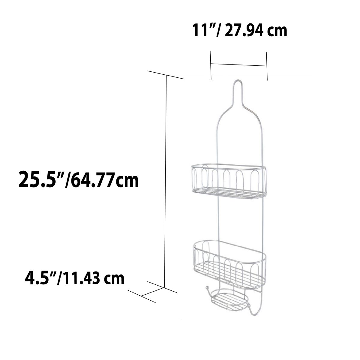 Home Basics Unity 2 Tier Shower Caddy with Bottom Hooks and Center