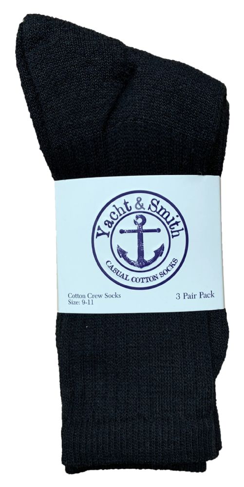 1200 Wholesale Yacht & Smith Women's Cotton Crew Socks Black Size 911