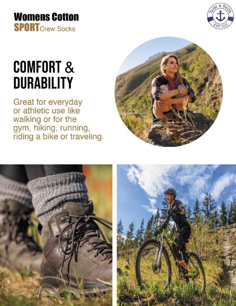 1200 Wholesale Yacht & Smith Women's Cotton Crew Socks Black Size 911