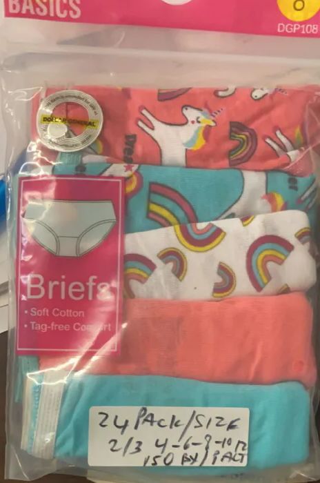 Girls 100% Cotton Assorted Printed Underwear Size 4T