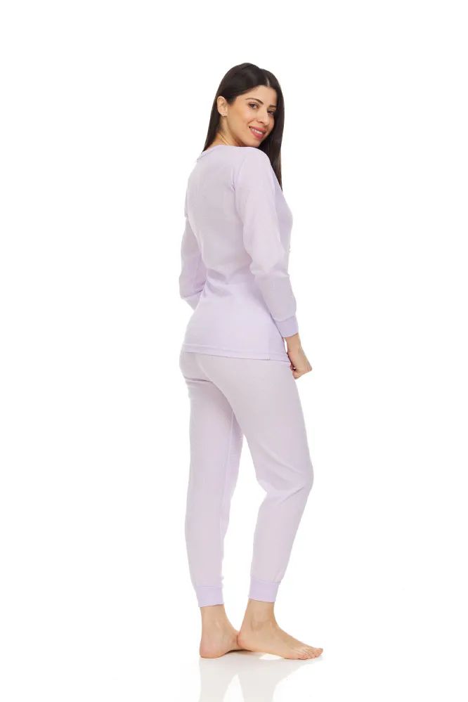 Yacht & Smith Womens Cotton Thermal Underwear Set Purple Size S