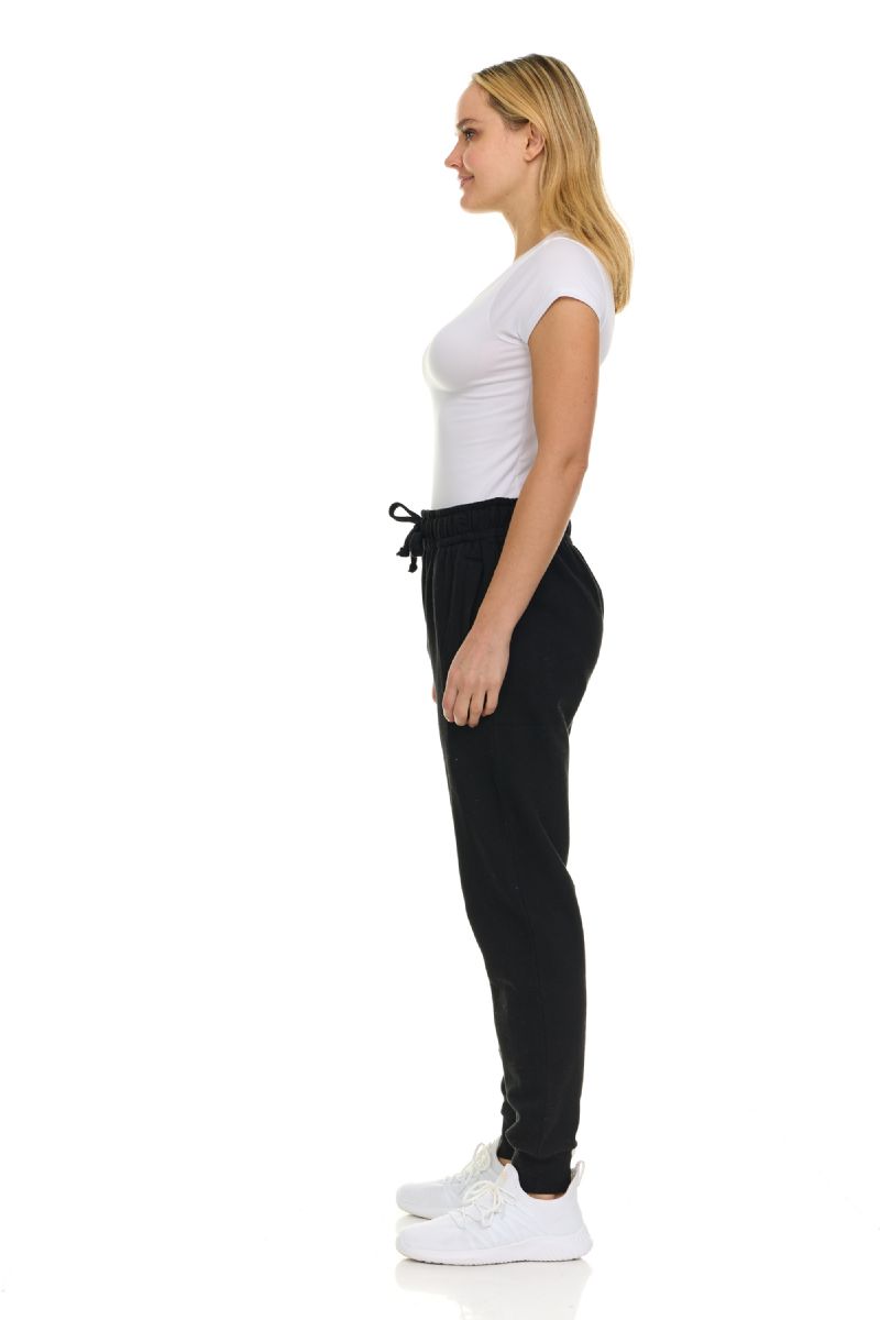 96 Pieces Womens Fleece Lined Pocket Jogger Black Size 2X-Large