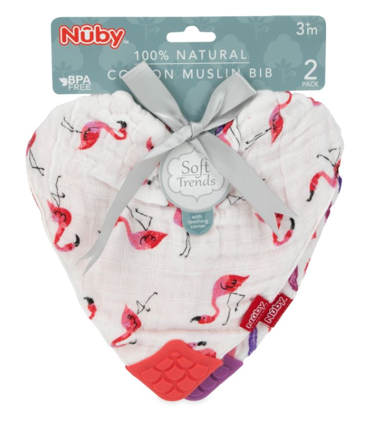 Bulk Nuby Muslin Bandana Bib With Teether Pk- WSD