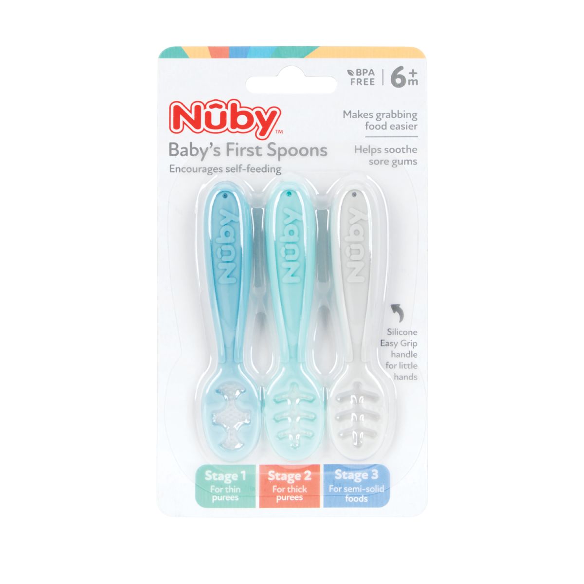 24 pieces Nuby 3-Stage Silicone Baby's First Spoons - Baby Utensils - at 