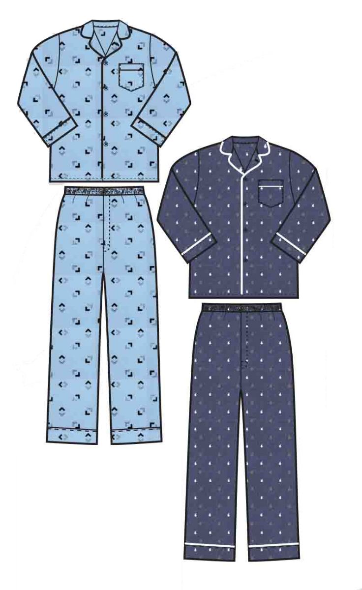 48 Wholesale 2 Piece Mens Long Sleeve Pajama Set Assorted Colors Size X  Large - at - wholesalesockdeals.com