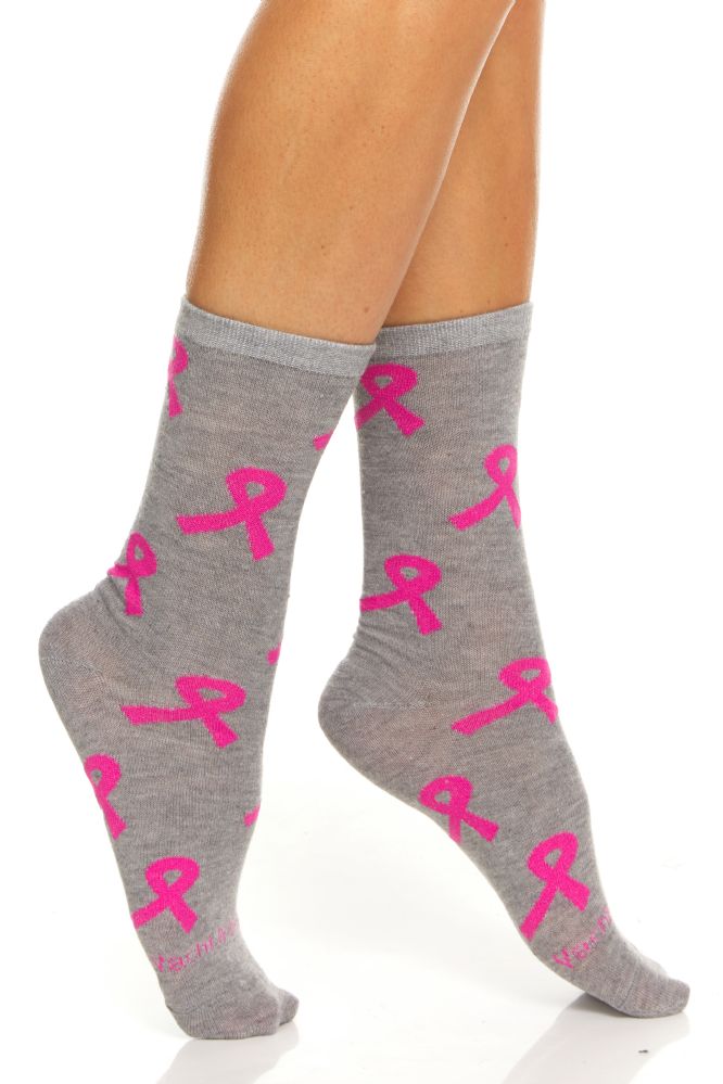Pink Ribbon Fuzzy Socks