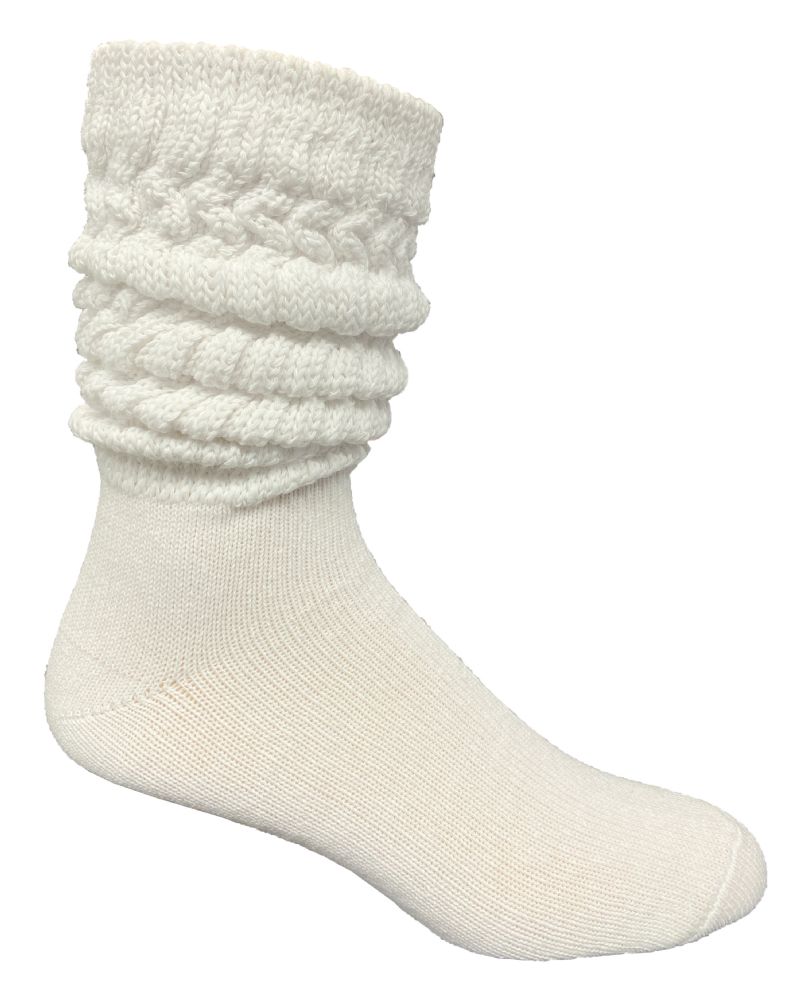 Yacht & Smith Mens Heavy Cotton Slouch Socks, Solid White - at -   