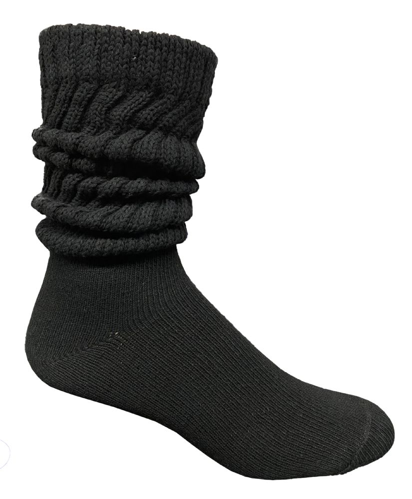 Yacht & Smith Mens Heavy Cotton Slouch Socks, Solid Black - at -   