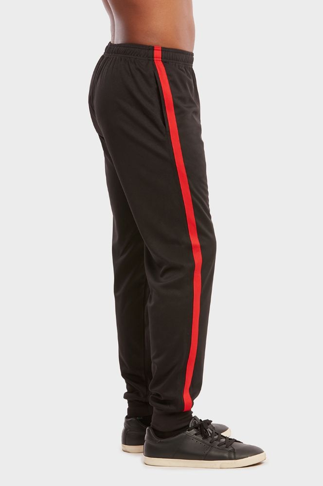 Black sweatpants with red stripe store