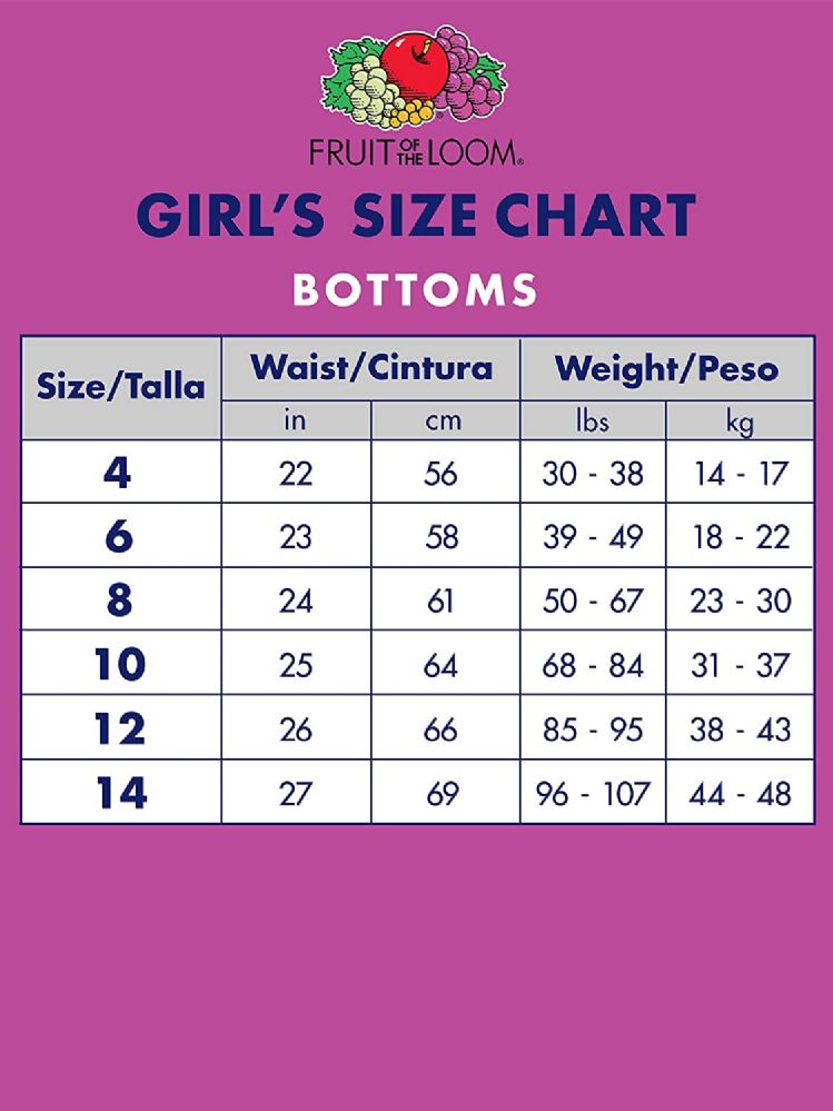 Pin on Fruit Of The Loom Size Chart