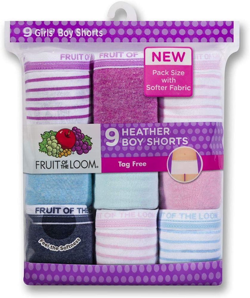 288 Pieces Girls Fruit Of The Loom Boy Shorts Underwear Briefs And