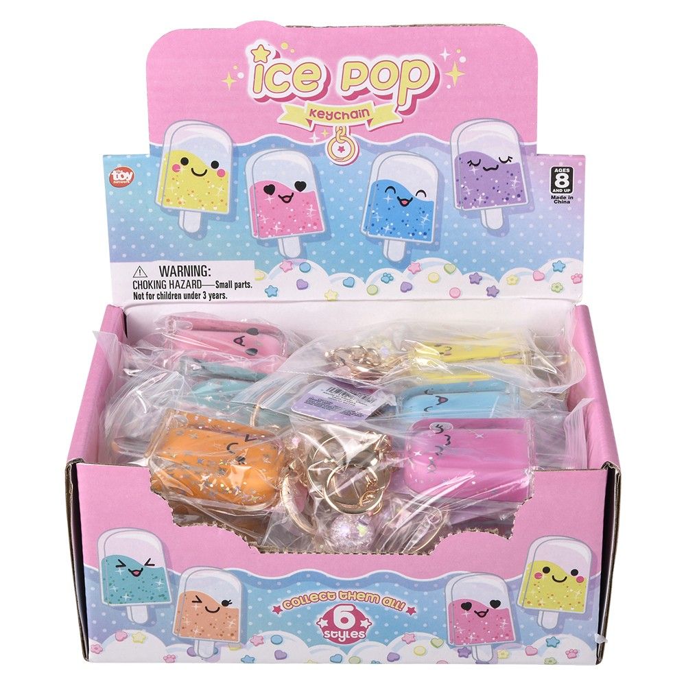 288 pieces 2.5" Kawaii Ice Pop Glitter Clip On 24/disp - Key Chains